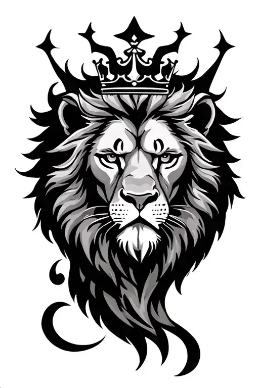 Lion Head With Crown And Good Vs Evil Background