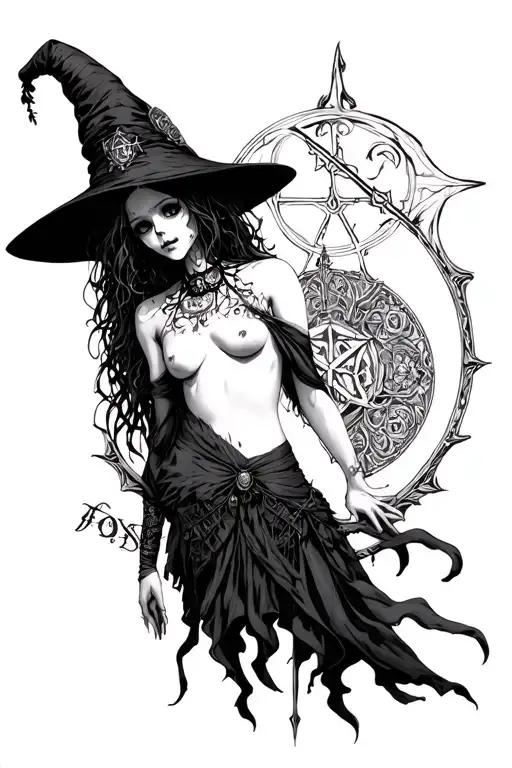 Gothic Girl Nude Pagan Inspired Anime Character Death And Life Momento Mori Witchcraft