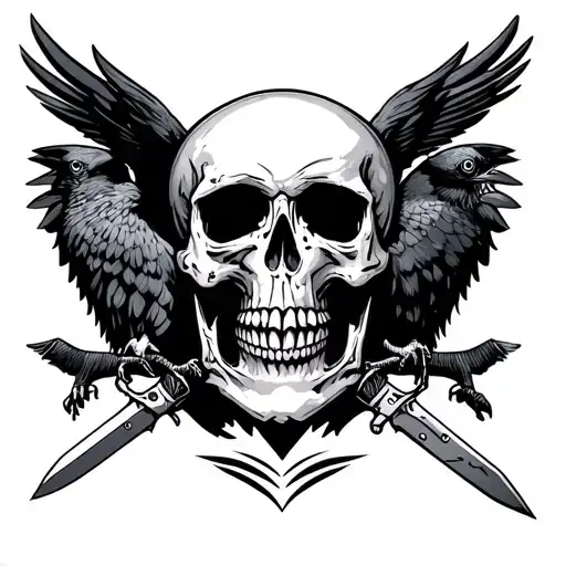 Skull And Crow And Knives