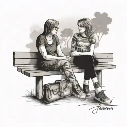 Sitting On Bench With My Mom