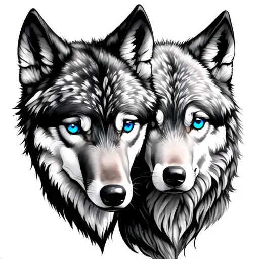Mother And Son Wolf Blue Eyes