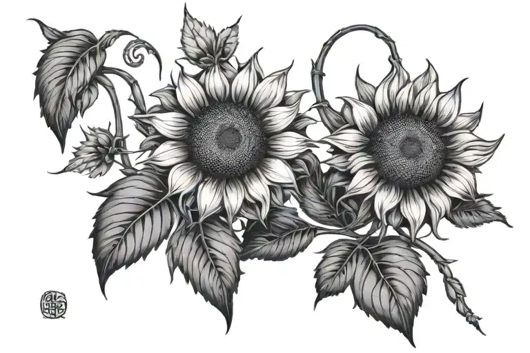 Sunflowers Stems Intertwined Magic Beautiful Intricate