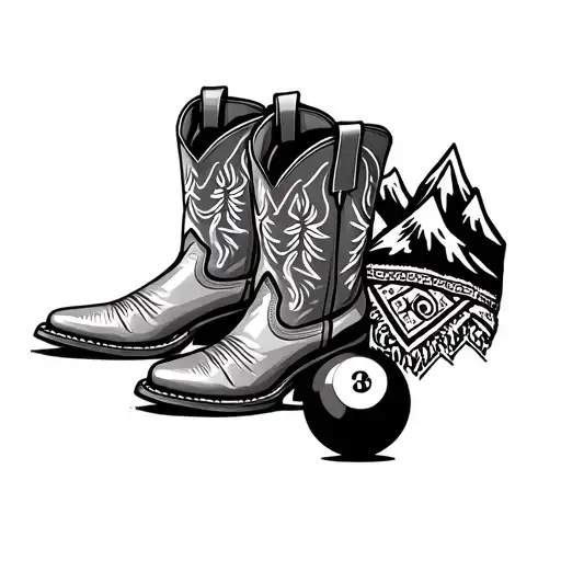 Mountains Cowboy Boots Bandana Pool Ball