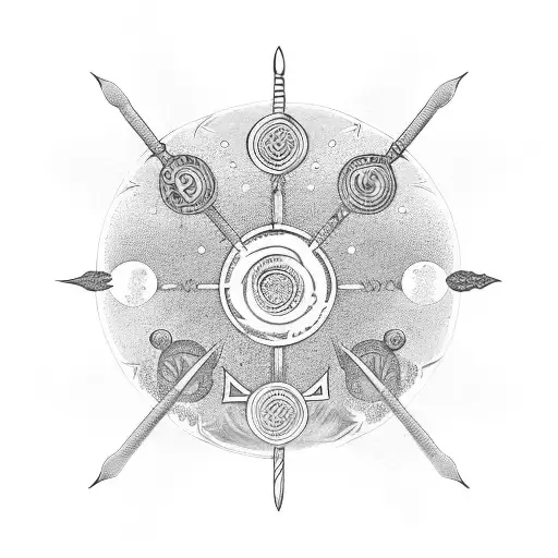 Ancient Sword With Circles On Each Side With Suns