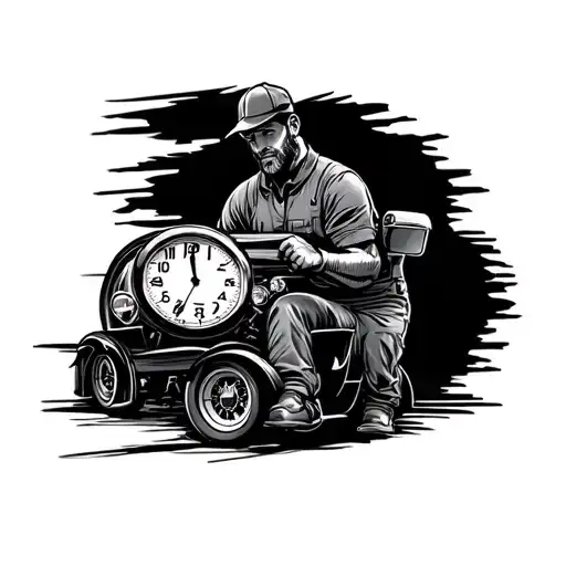 Clock And Auto Mechanic Driving