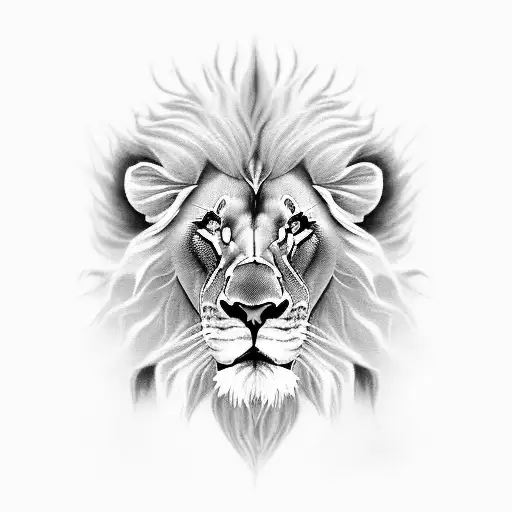 Lion Wirh Roses And Cross