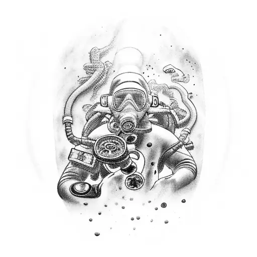 A Shamanic Journey Depicted By A Scuba Diver Exploring A Hidden Underwater Temple