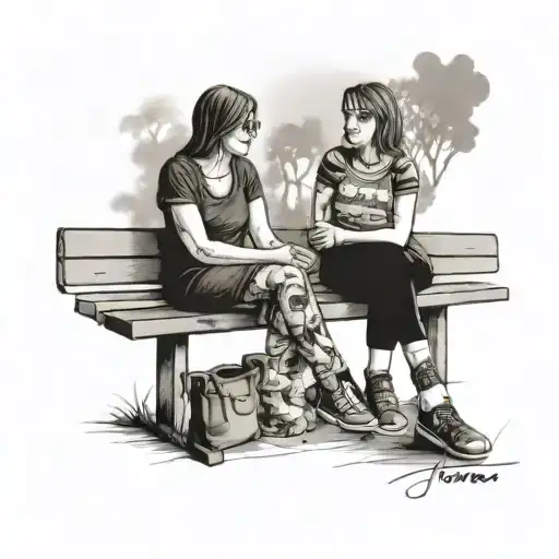 Sitting On Bench With My Mom