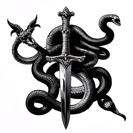 Sword With Snake And Medusa And Goddess Of Justice
