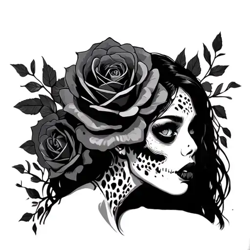Beautiful Zombie Woman Roses Cheetah Print