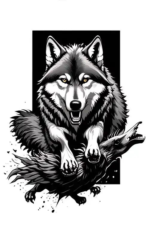 Wolf Chasing Down Prey