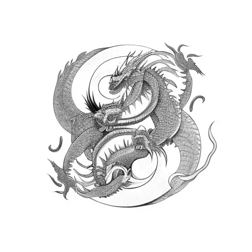 Ying And Yang Out Of Dragons Arm Sleeve Thin Fine Line
