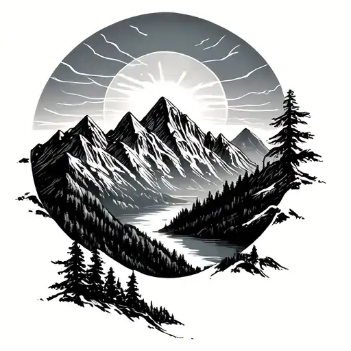 Mountains With Nice Sunset