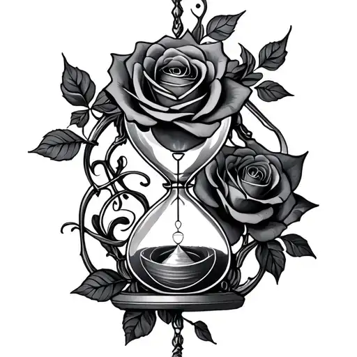 Hourglass With Roses Intertwined