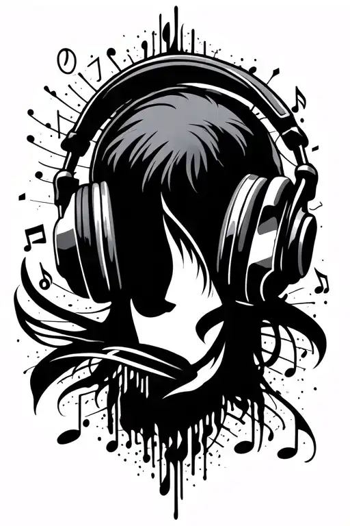 Music Notes With Head Phones Screen