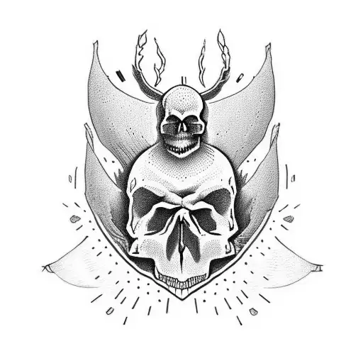 Create A Design Measuring 4 Cm Wide By 13 Cm High With Skull And Animals