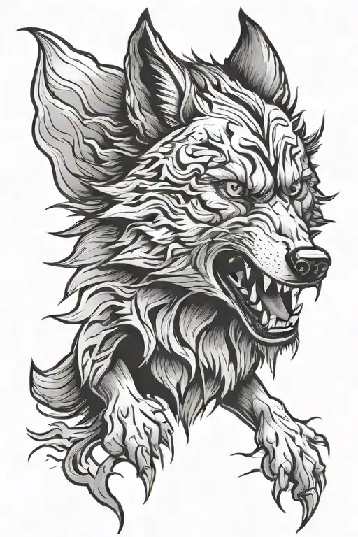 Angry Wolf With Scar