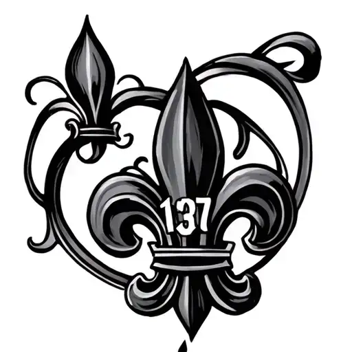 Black Fleur-de-lis With The Number 1307 In The Middle