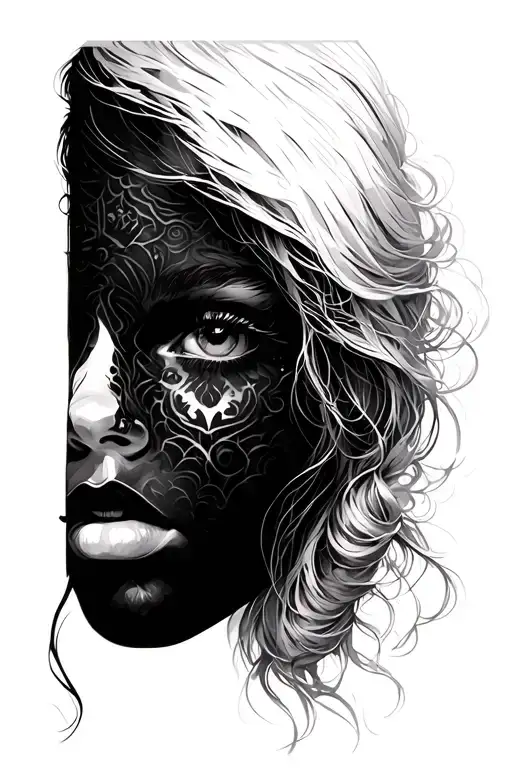 Girl With Dark And Half Face 1 Lived In Profile