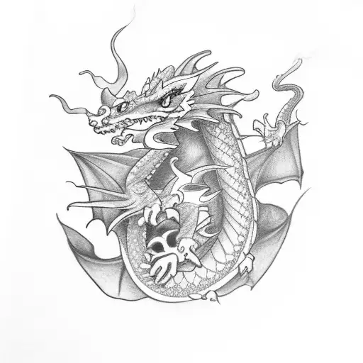 Dragon With Daisy For Leg