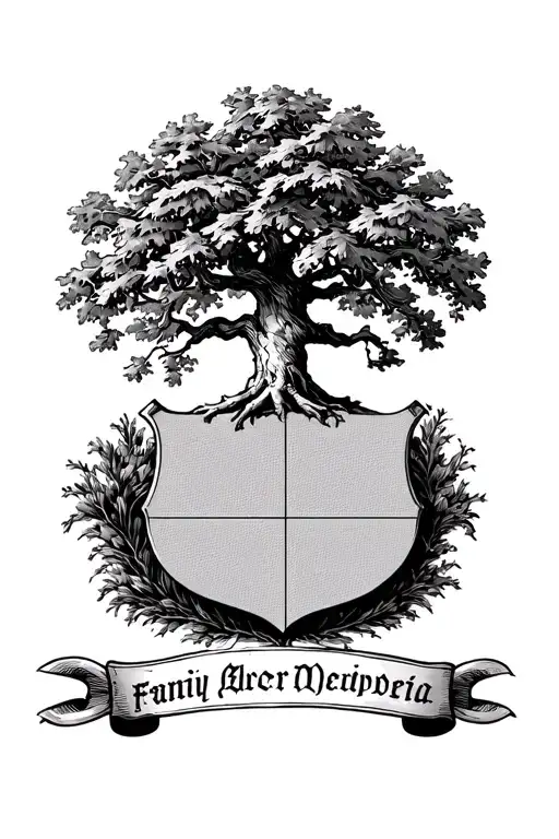 Family Crest Ferreira With A Oak Tree In The Middle Of The Shield