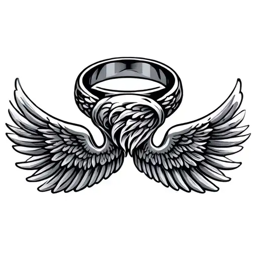 A Ring Tattoo Made Of Angel Wings