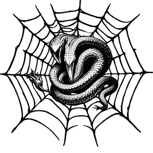 Evil Snake In Spider Web