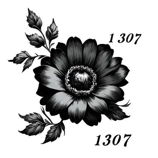 Black Flower With The Number 1307
