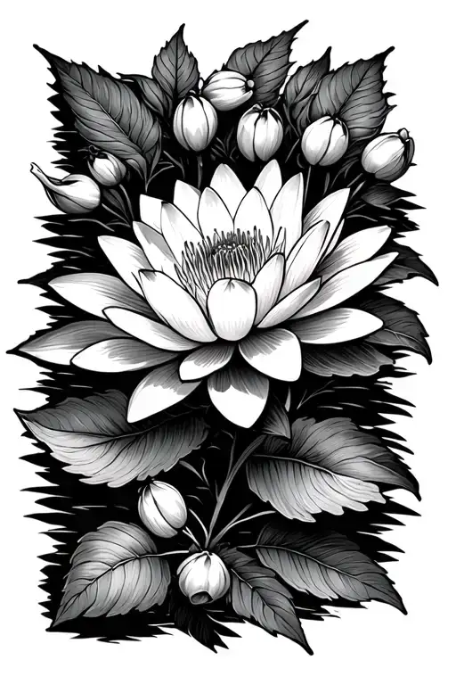 Hawthorn Flower And Water Lily