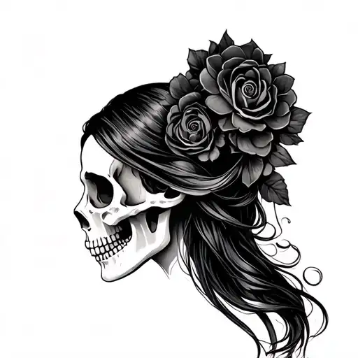 Skull And Girl Side Profile