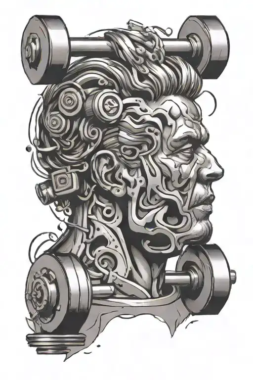 Dumbell Weight And Overthinking Concept Exploded Head