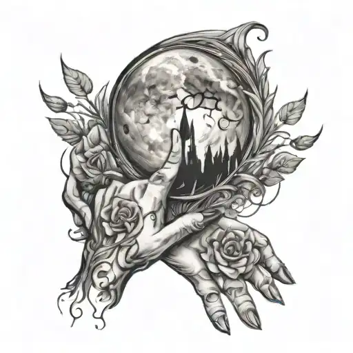 Hand Tattoo Cecrent Moon