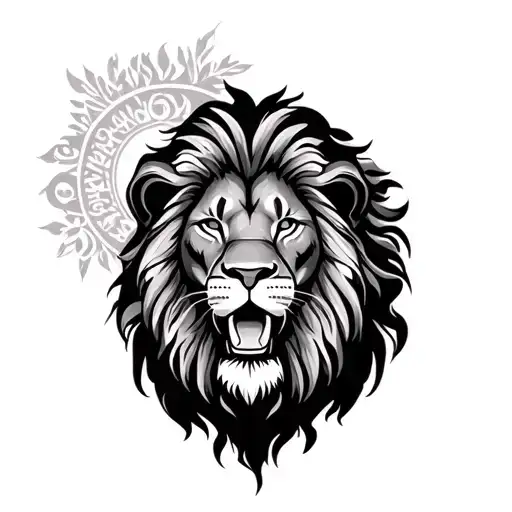 Ode To Family With Lion On Thigh Tattoo Design Featuring