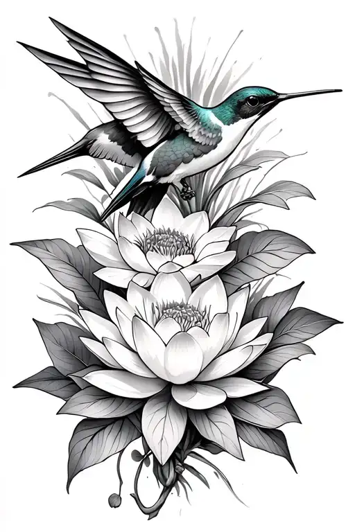 Humming Birds And Lotus Flowe Bouquet