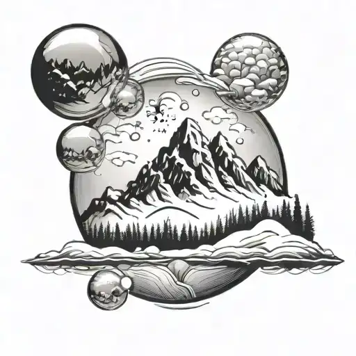 Mountain With Snow In Bubble