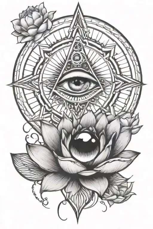 All Seeing Eye With Lotus And Planet Venus