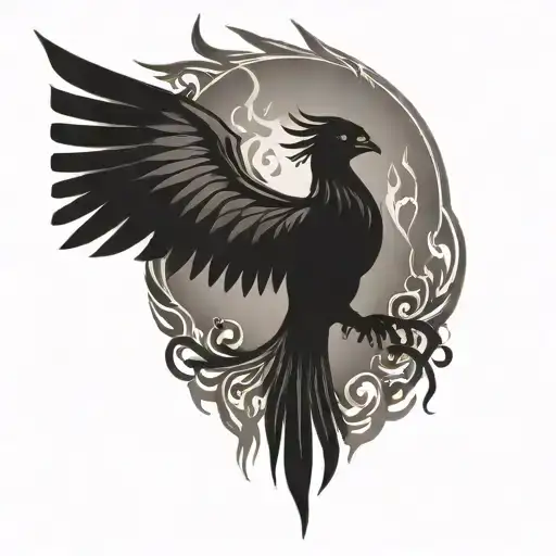 Phoenix Silhouette And Flames