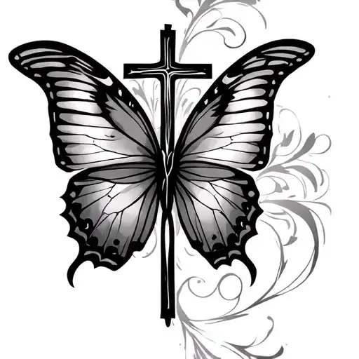 Butterfly And Christian Cross
