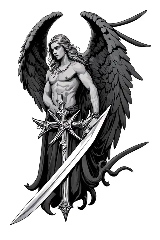Cross Sword And Arch Angel Micheal