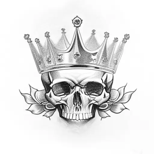 Crowned Skull And Roses