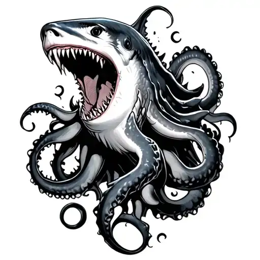Kraken Attacki Shark Surrounded
