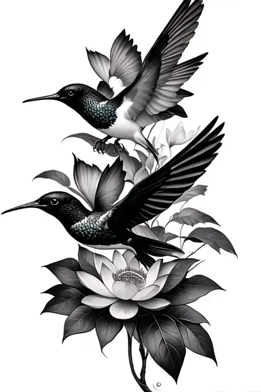 Humming Birds And Lotus