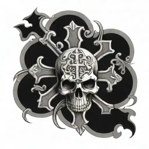 Skull Cross Surrounded By Skeletons Holding Cross
