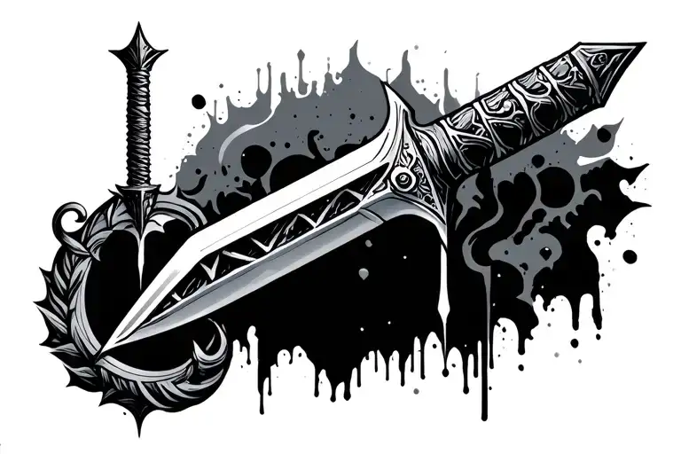 Cyber Sigilism Design With Dagger That Goes Down Middle