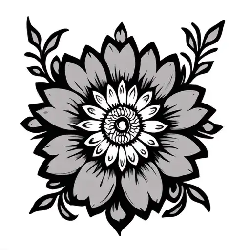 Indian Spiritual Flower With Symbols Intertwined