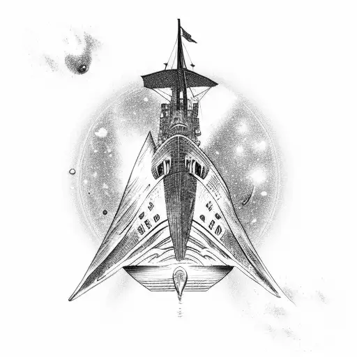 A Majestic Ship Sailing Through A Galaxy