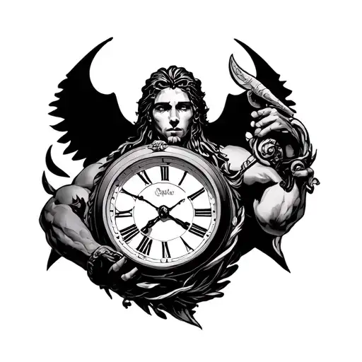 Saggitarius Holding A Clock