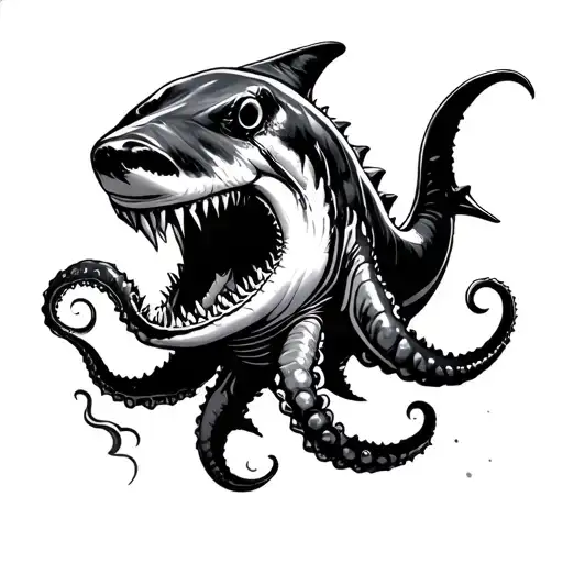 Kraken Attacking Shark