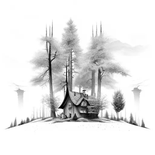 Dark Forest With House