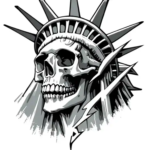 Statue Of Liberty Skull Lightning Bolt